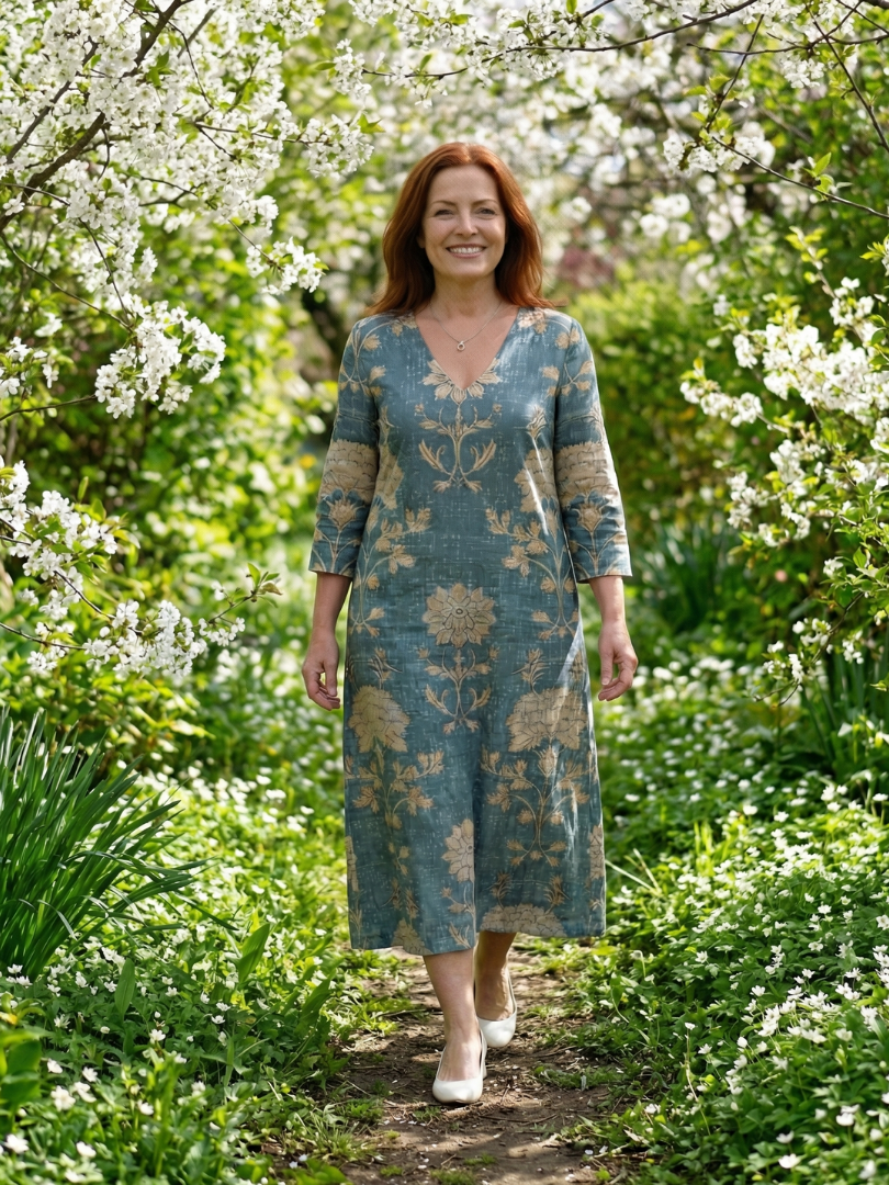 Skye | Delicate Floral Midi Dress with Soft Silhouette