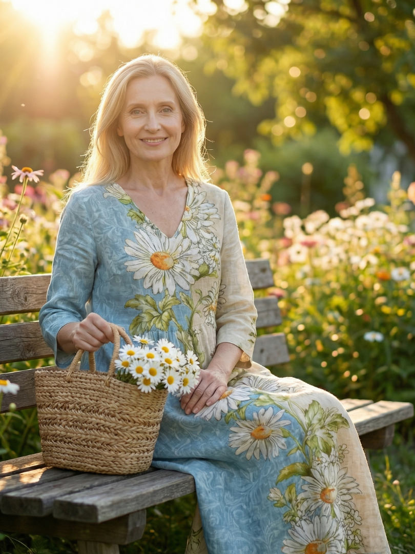 Elliot | Floral Midi Dress with Light Daisy Print