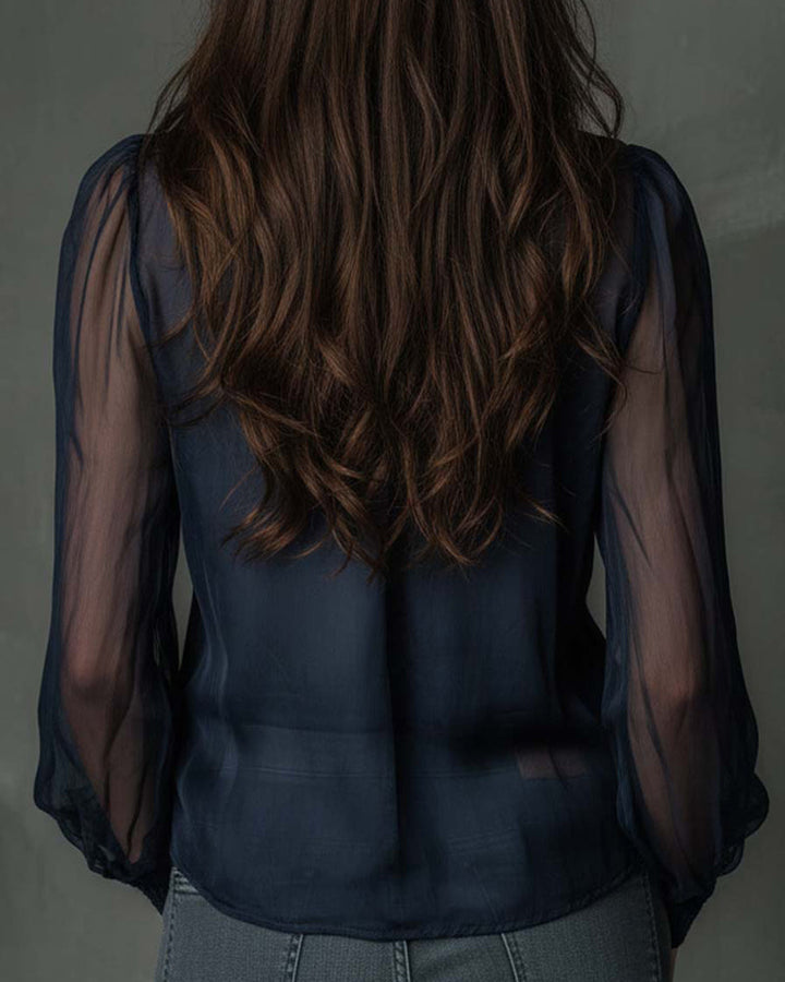 Helen | Long Sleeve Knit Blouse with Half-Zip