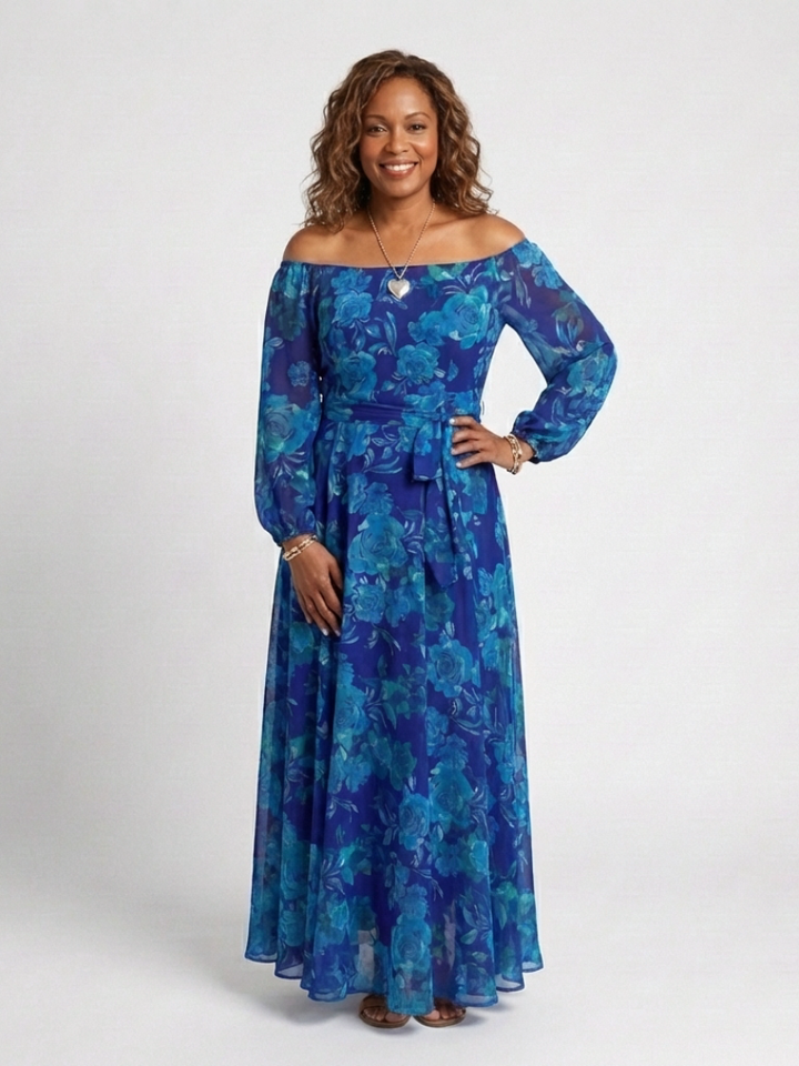 Stella & Grace™ | Floral Off-Shoulder Maxi Dress