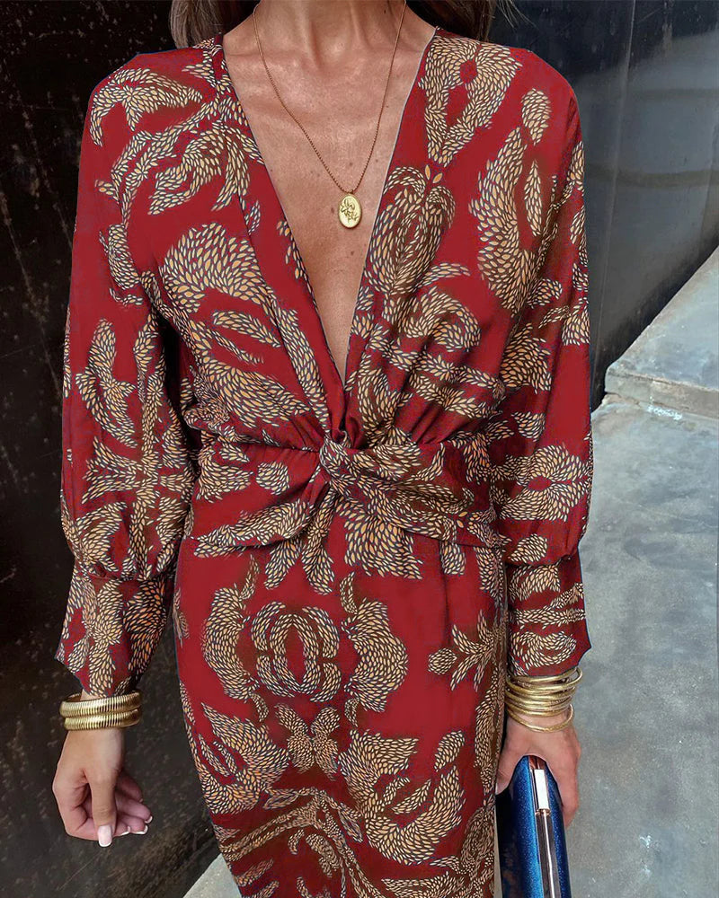 Harper™ | Chic Floral Print Dress with Long Sleeves