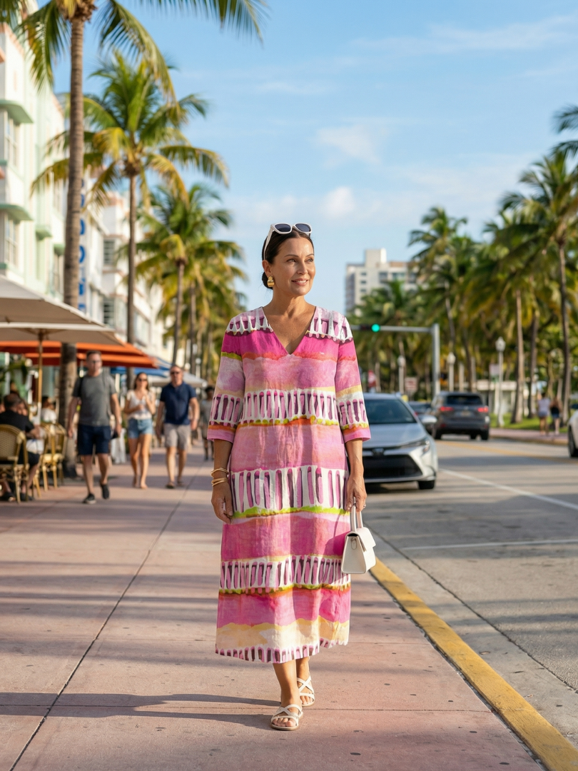 Calla | Effortless Striped Midi Dress with Flowing Design
