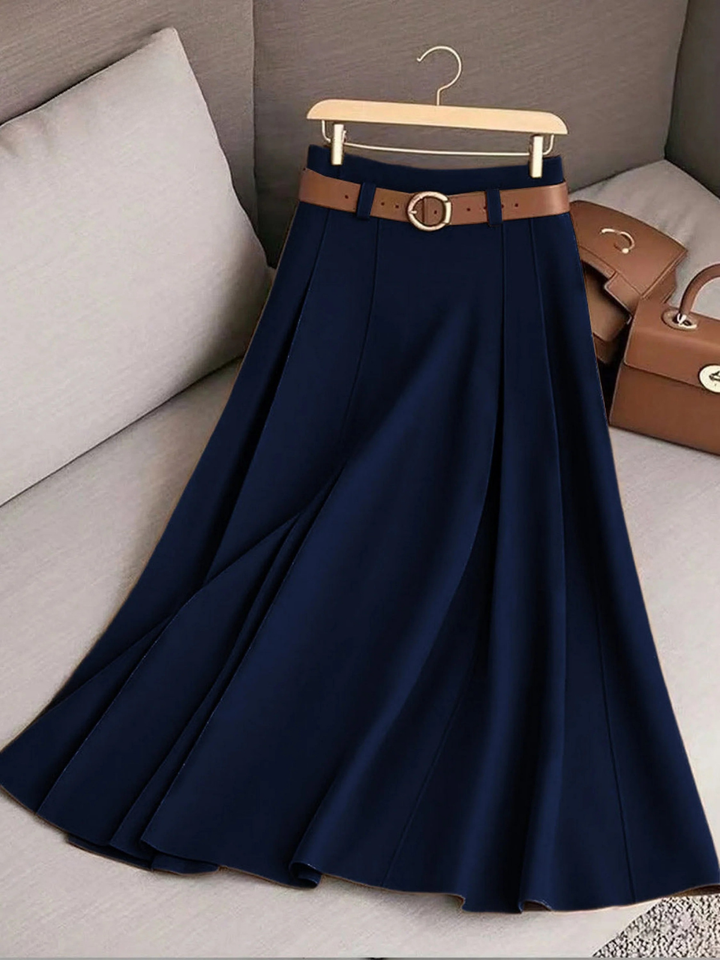 Women's Solid High-Waist A-Line Casual Skirt