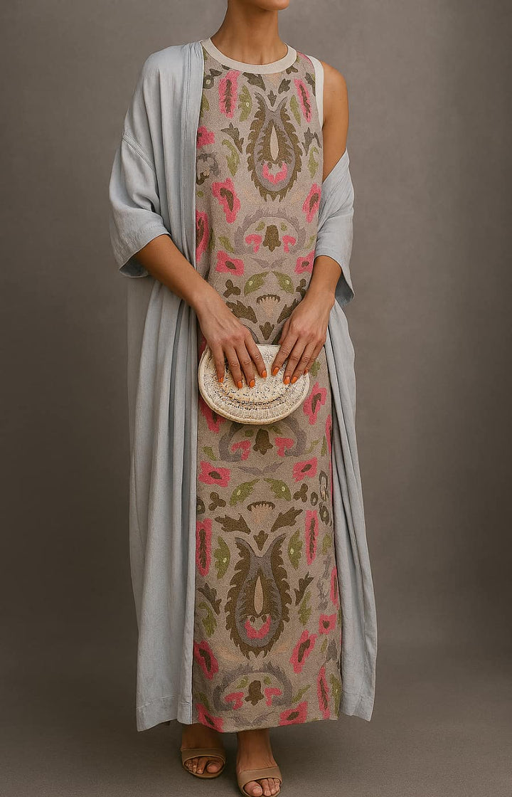 RAFFAELLA | Elegant Long Dress with Coordinated Shawl and Refined Line for Special Events