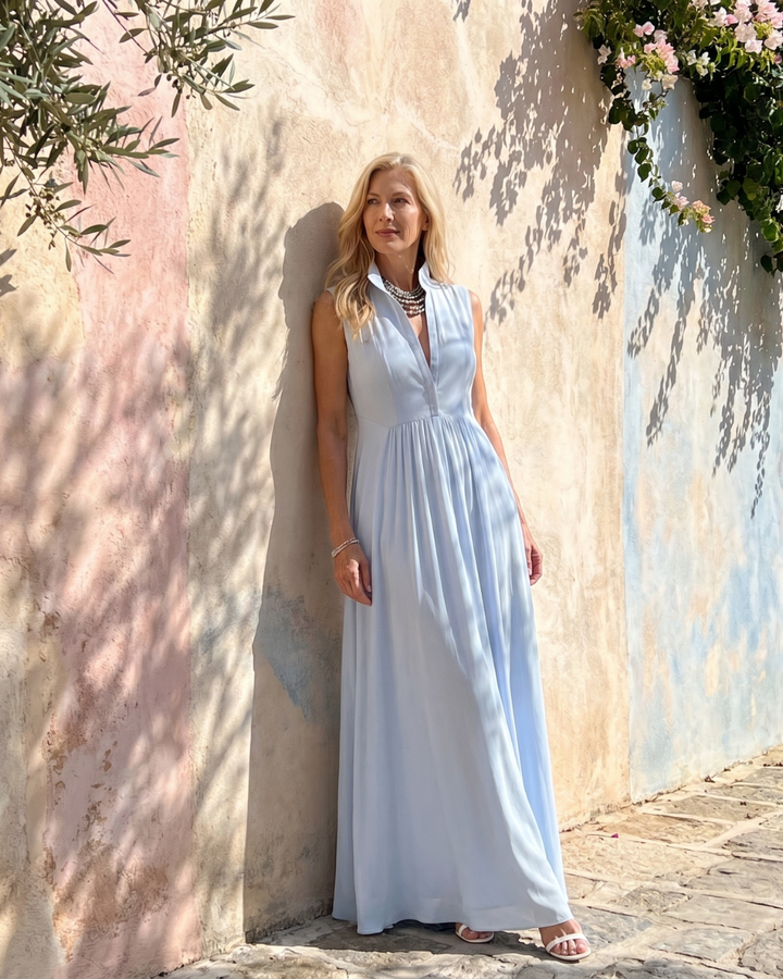Virelia | Sleeveless Collared Wide-Leg Jumpsuit with Flowing Design