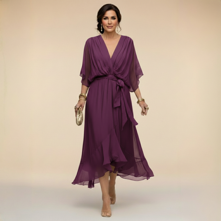 Sarah | Sandra V-Neck Chiffon Dress
