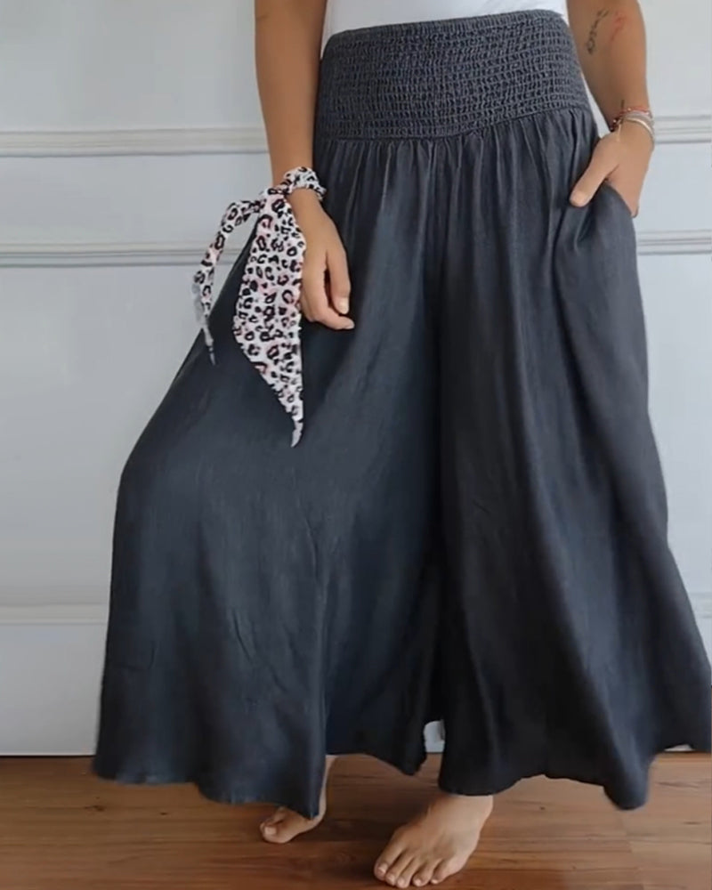 Reina - Comfy Wide-Leg Trousers Beach