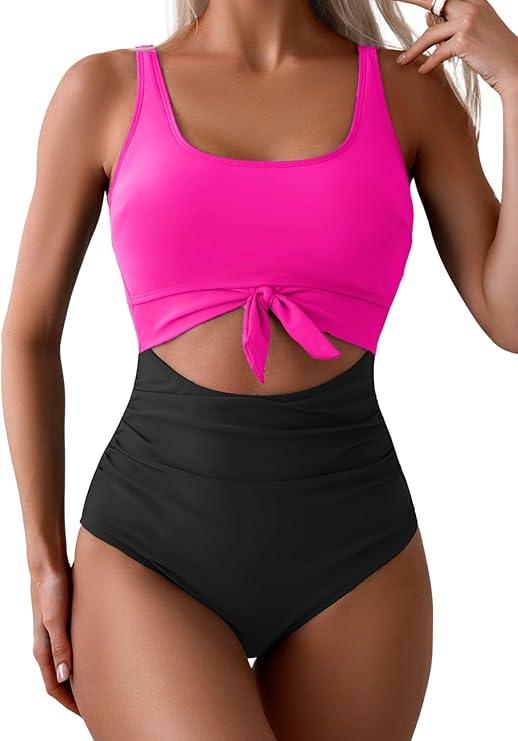 Tie-Front Tummy-Control One-Piece