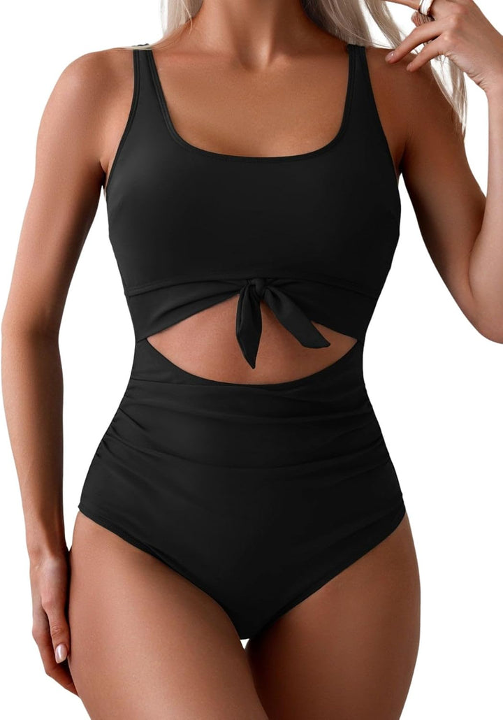 Tie-Front Tummy-Control One-Piece