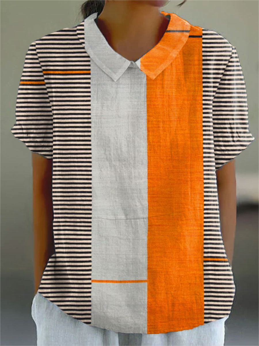 Lena | Artistic Patchwork Collar Blouse