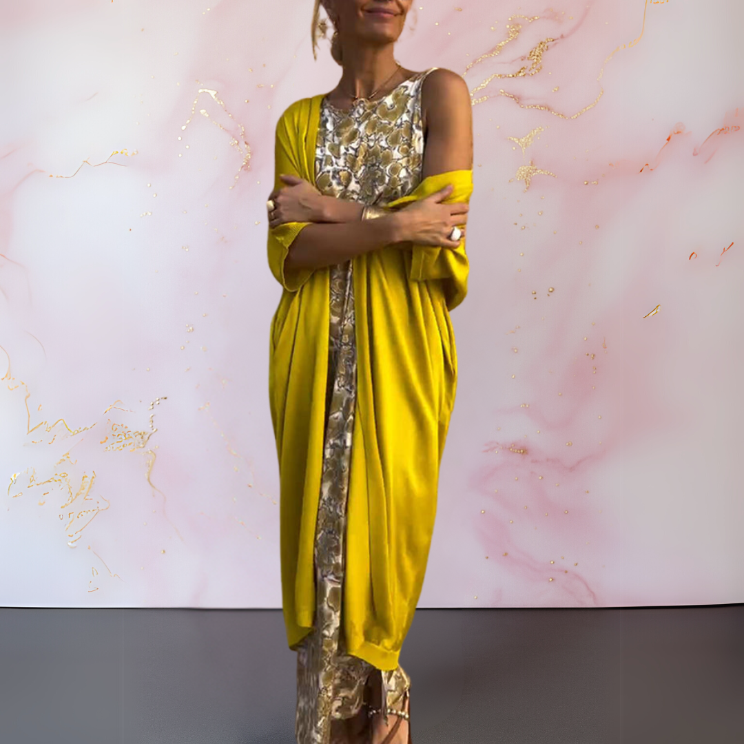 Melanie™ | Elegant Dress with Cardigan Beach