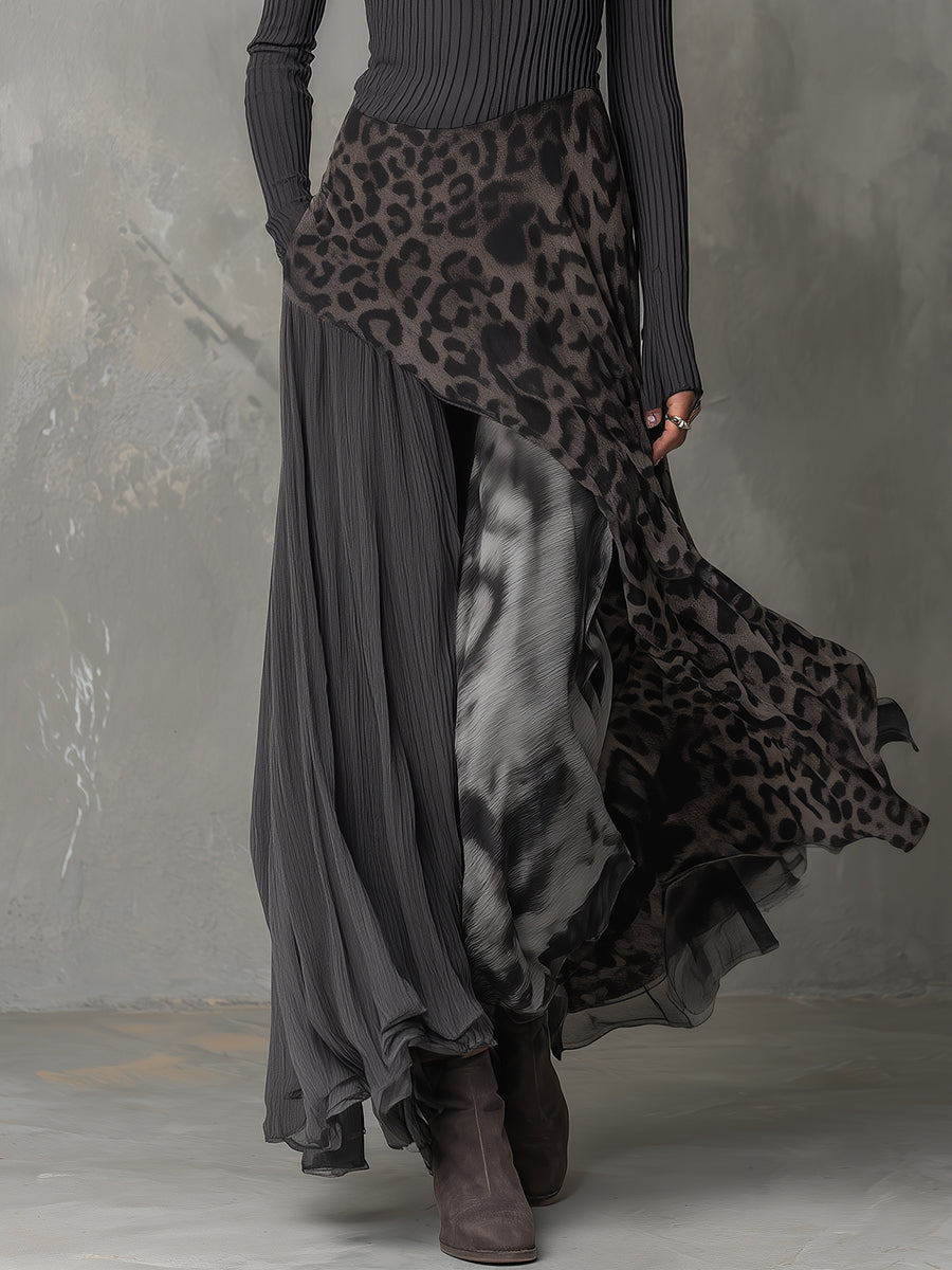 Martina | Bohemian-Inspired Long Dress with Leopard Print
