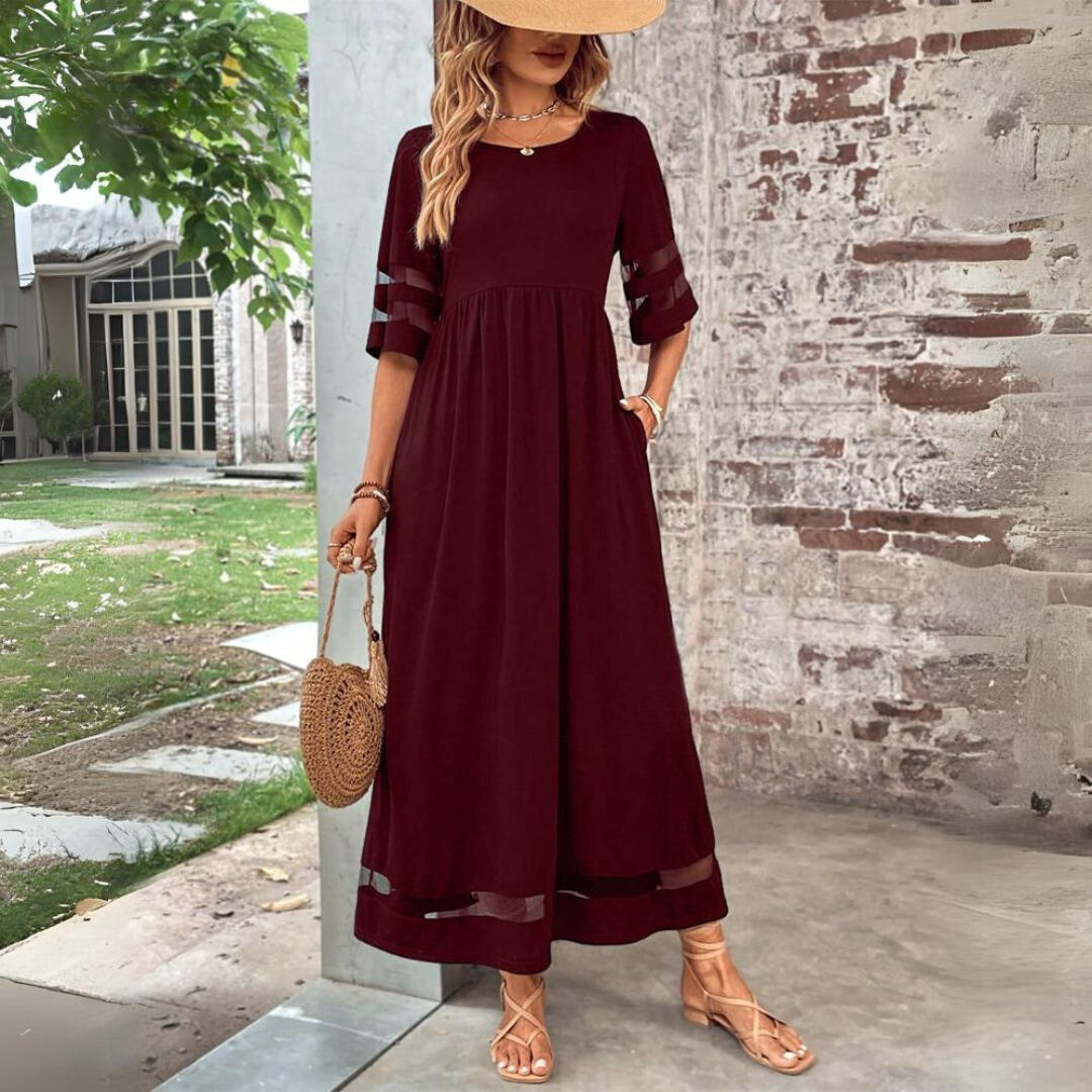 Aubrey™ – Elegant Midi Dress with Tummy-Smoothing Design