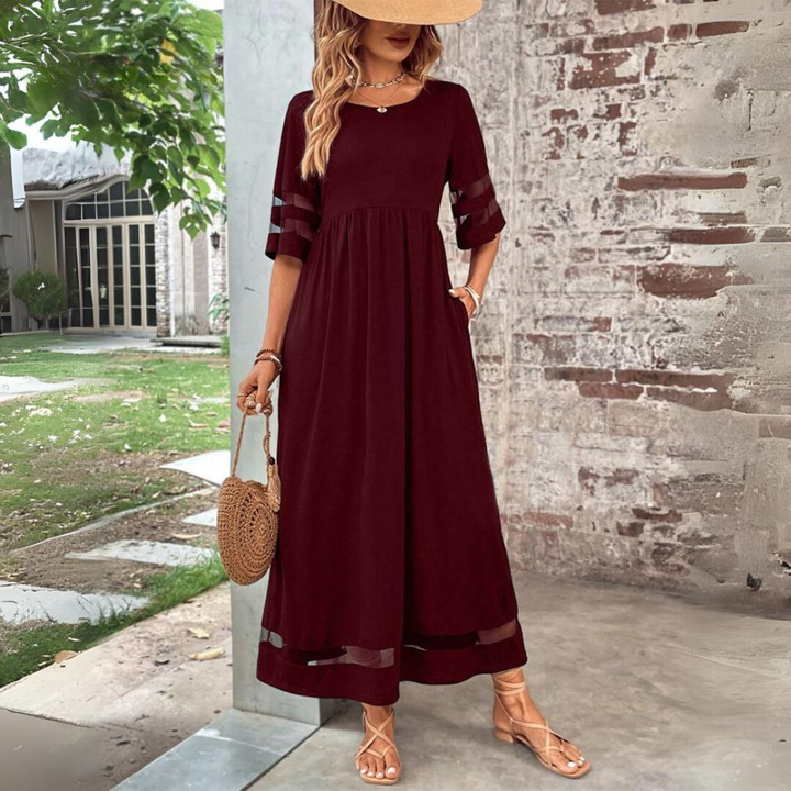 Aubrey™ – Elegant Midi Dress with Tummy-Smoothing Design