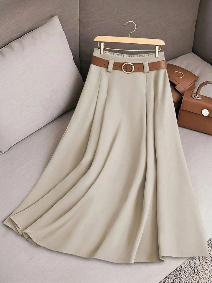 Women's Solid High-Waist A-Line Casual Skirt