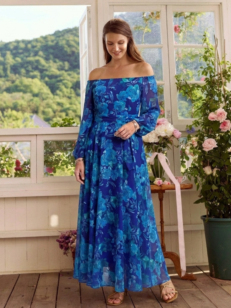 Stella & Grace™ | Floral Off-Shoulder Maxi Dress
