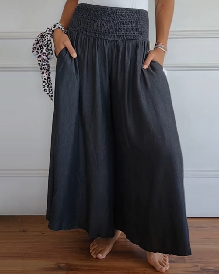 Reina - Comfy Wide-Leg Trousers Beach
