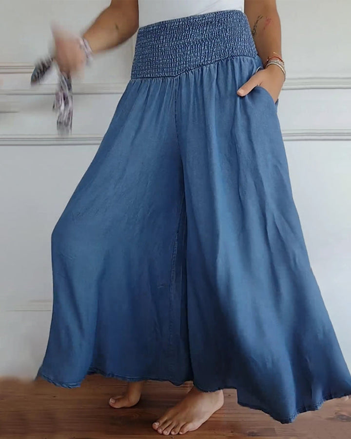Reina - Comfy Wide-Leg Trousers Beach