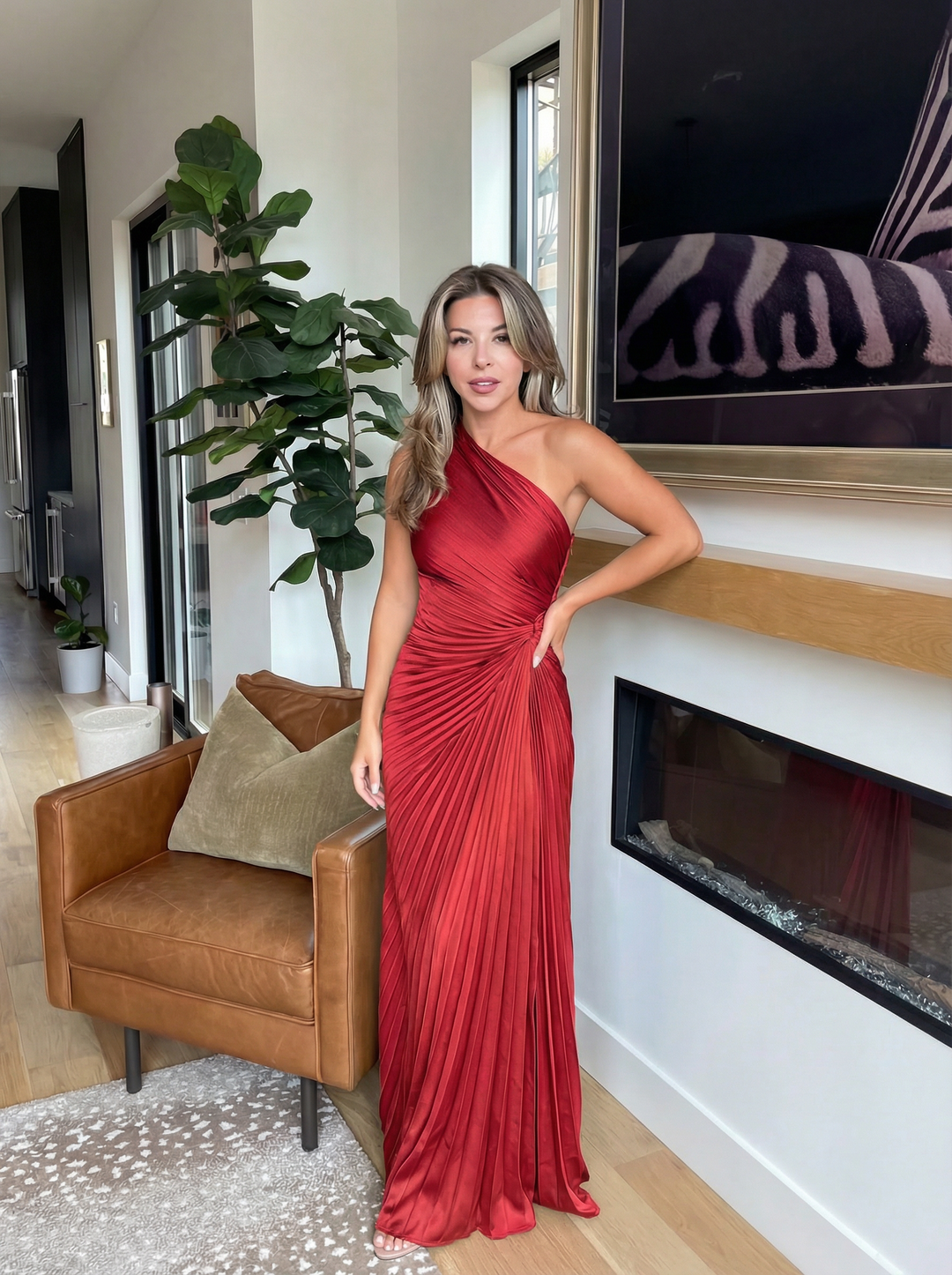 Aurelia – Asymmetrical Pleated One-Shoulder Dress