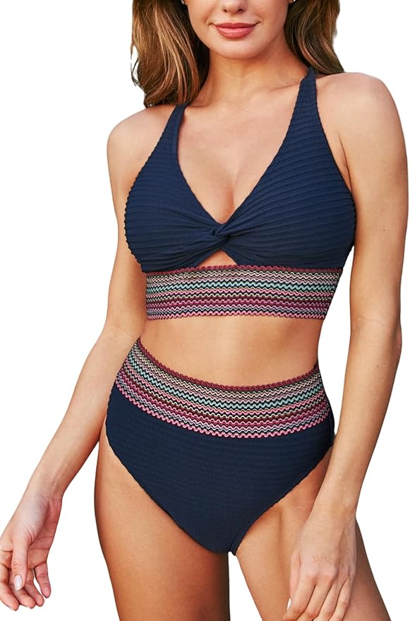 Textured Supportive High-Waist Bikini Set