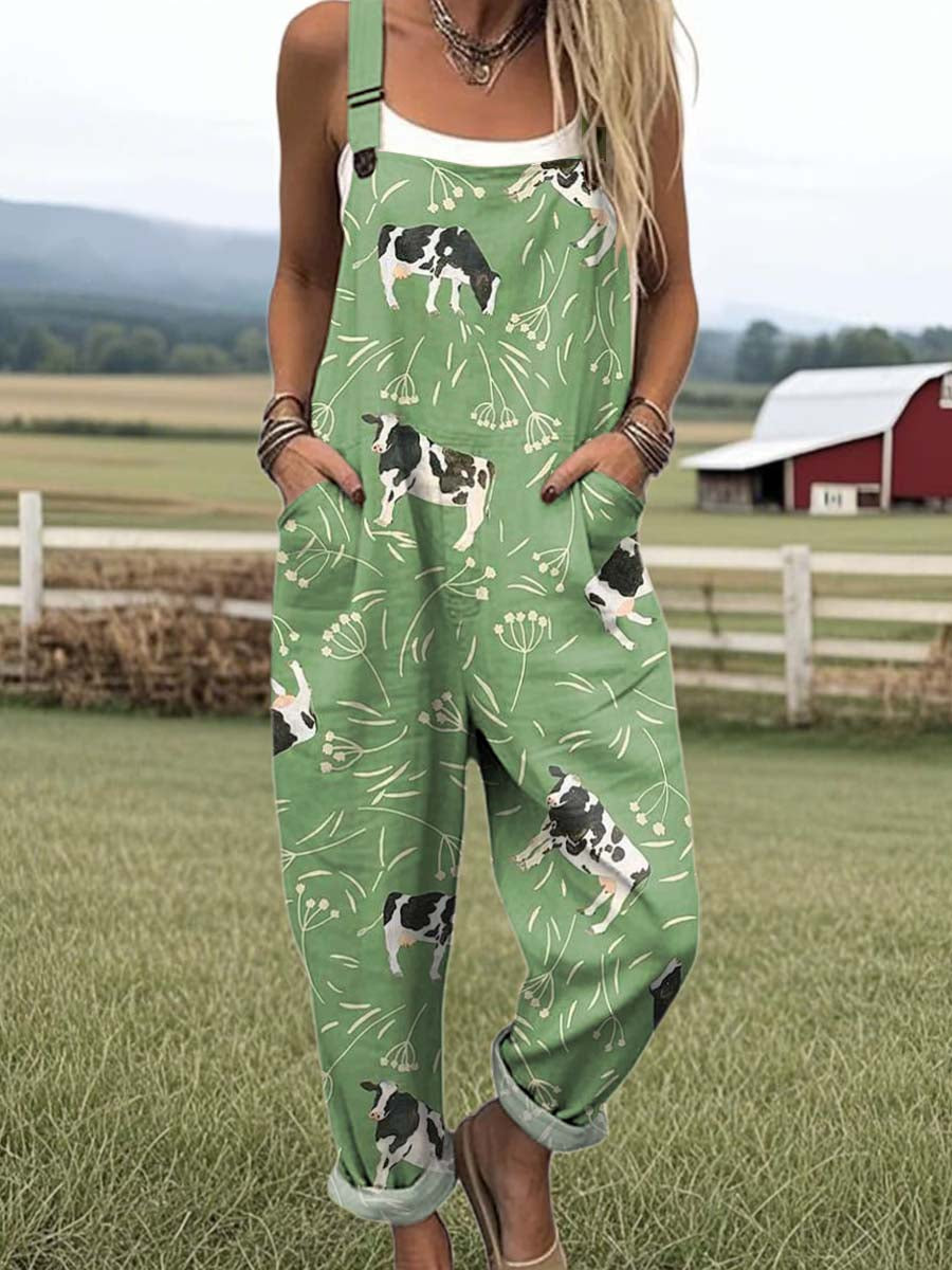 Feline - Rustic Cow Print Jumpsuit