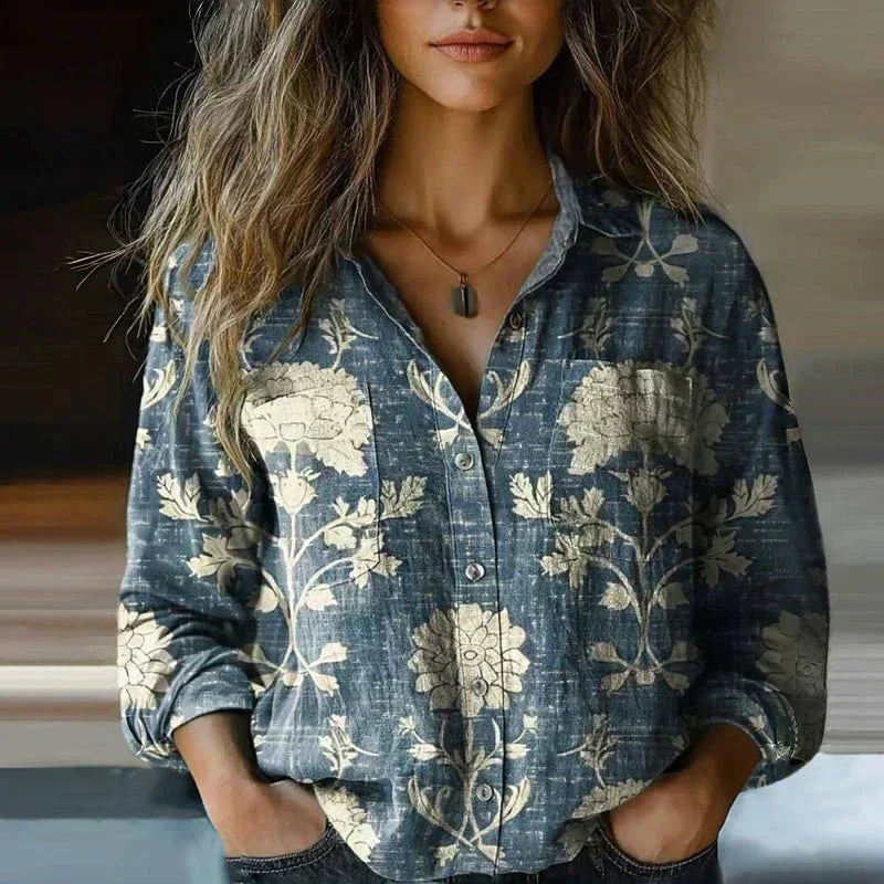 Retro Style Printed Blouse