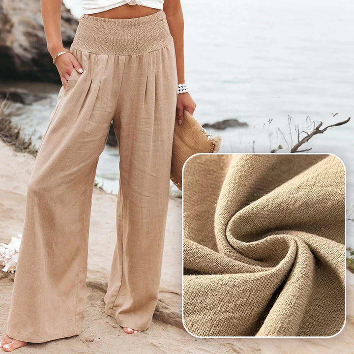 High-Waisted Cotton Trousers