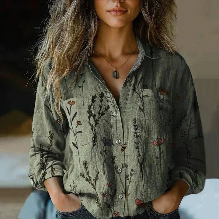 Retro Style Printed Blouse
