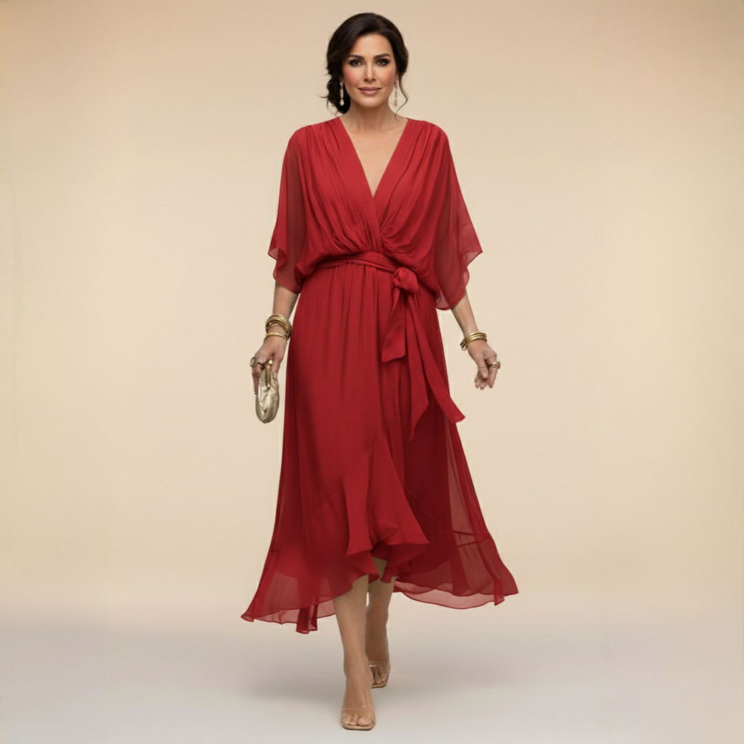 Sarah | Sandra V-Neck Chiffon Dress