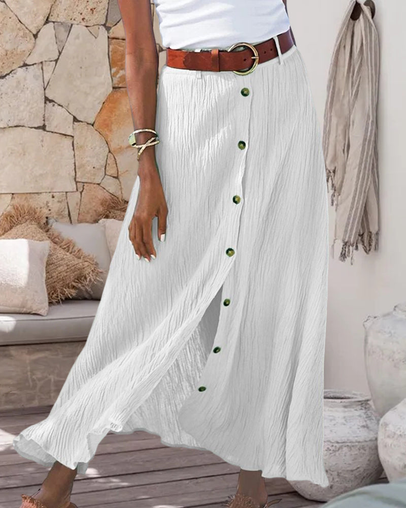 Syndy - Fluid Button Skirt