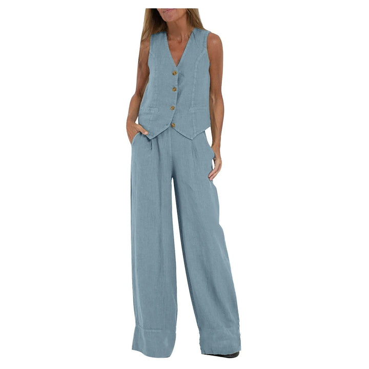 Custom-Fit Vest and Wide-Leg Cotton Ensemble