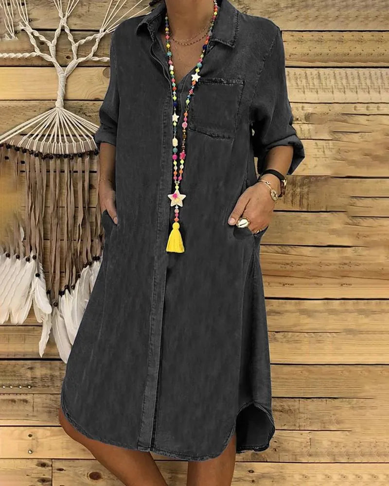 Eleora™ - Vintage Denim Long Dress