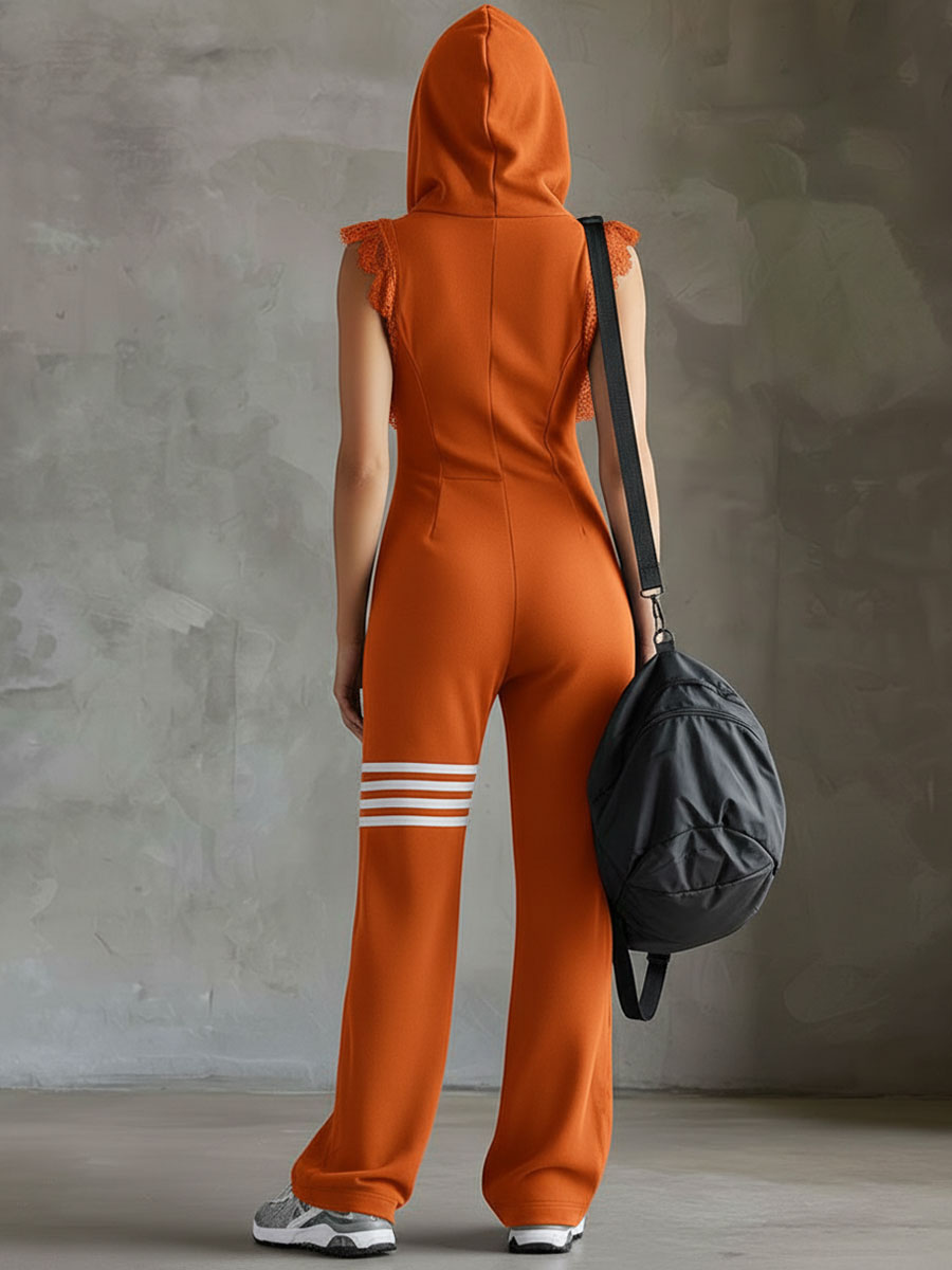 Daniela | Vintage-Inspired Sporty Jumpsuit with Hood and Stripes