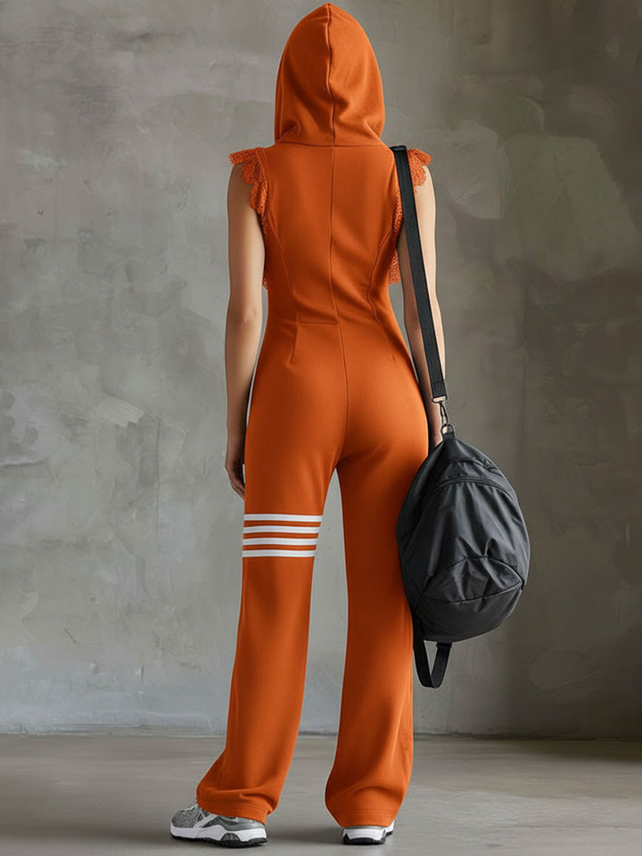 Daniela | Vintage-Inspired Sporty Jumpsuit with Hood and Stripes