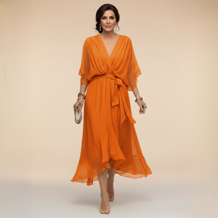 Sarah | Sandra V-Neck Chiffon Dress