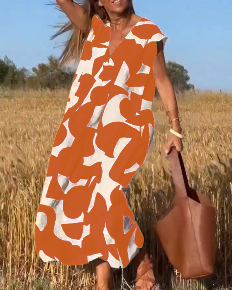 Elowen - Asymmetrical Geometric Print Sleeveless Dress
