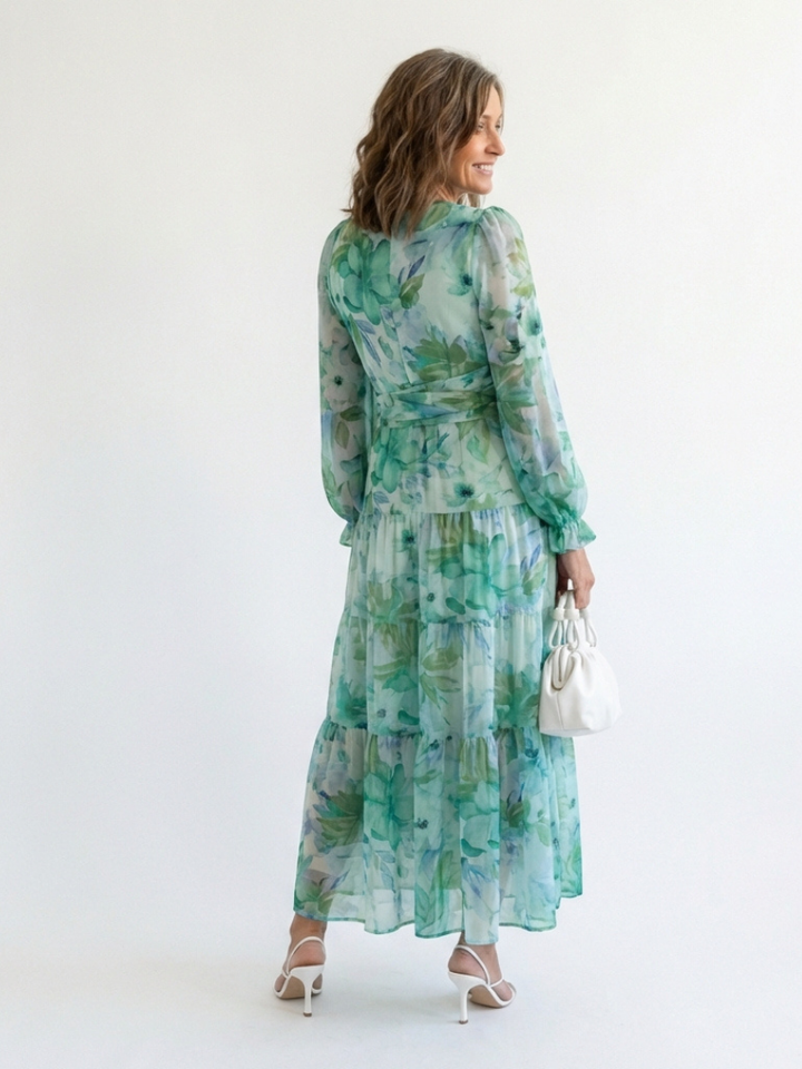 Althea | Floral Maxi Dress with Long Sleeves