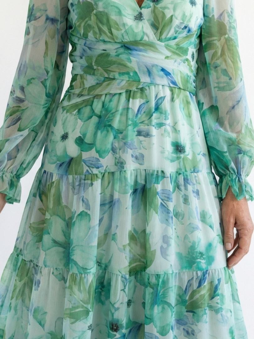 Althea | Floral Maxi Dress with Long Sleeves