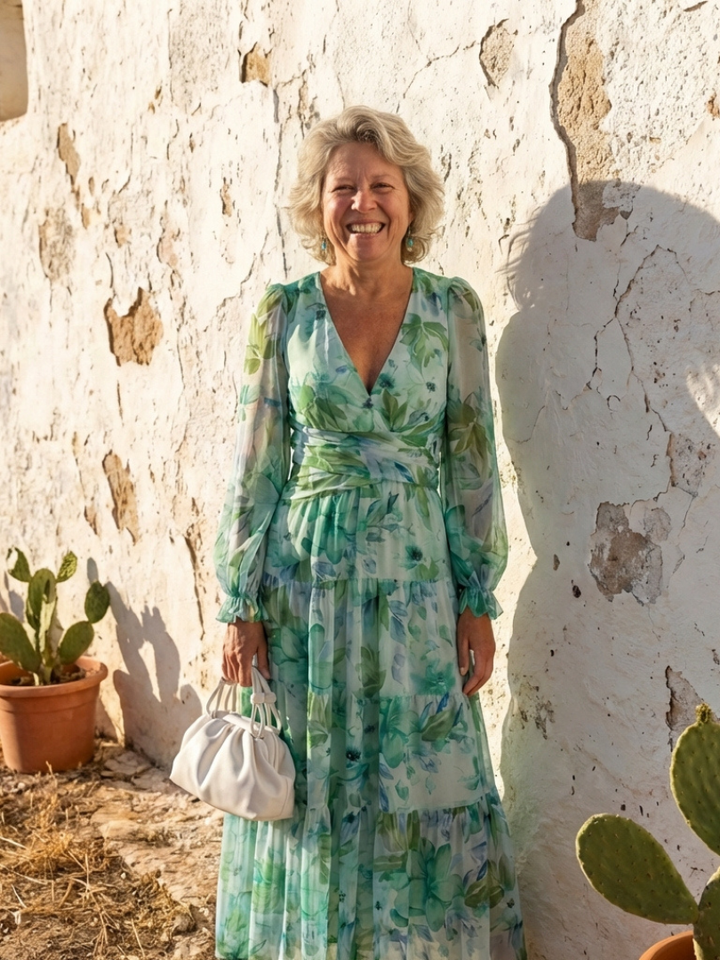 Althea | Floral Maxi Dress with Long Sleeves