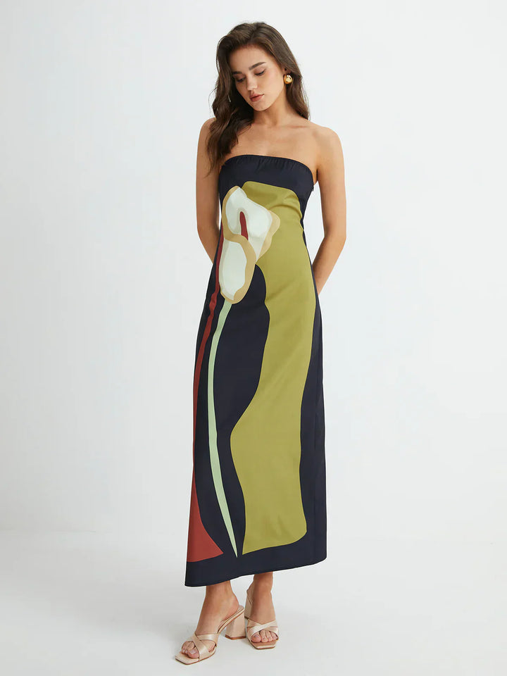 Chiara - Abstract Strapless Maxi Dress