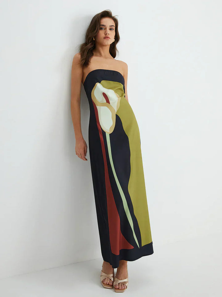 Chiara - Abstract Strapless Maxi Dress