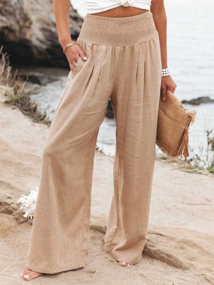 THALIORA – REMI WIDE-LEG LINEN TROUSERS Beach