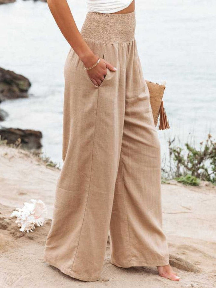 THALIORA – REMI WIDE-LEG LINEN TROUSERS Beach