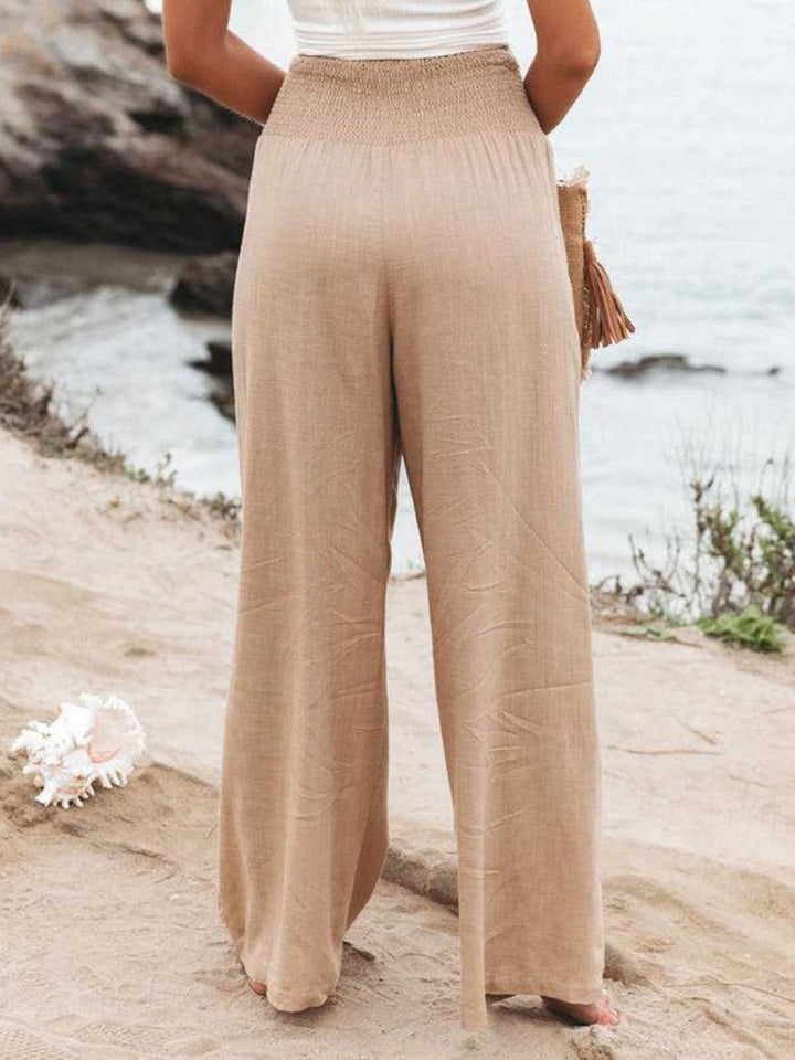 THALIORA – REMI WIDE-LEG LINEN TROUSERS Beach