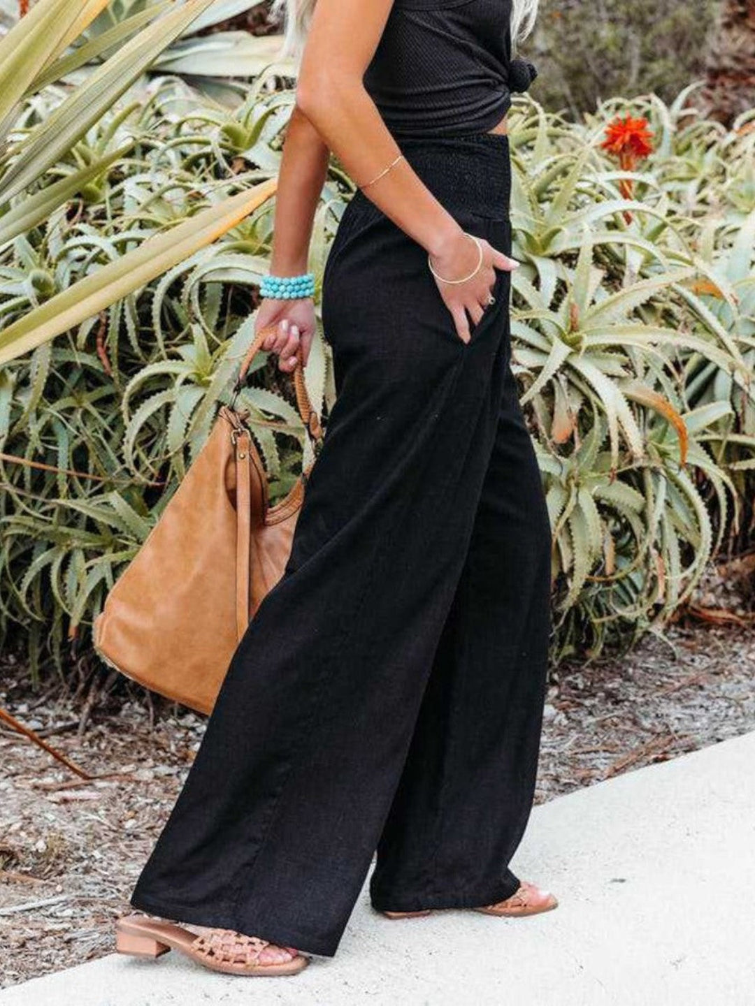 THALIORA – REMI WIDE-LEG LINEN TROUSERS Beach