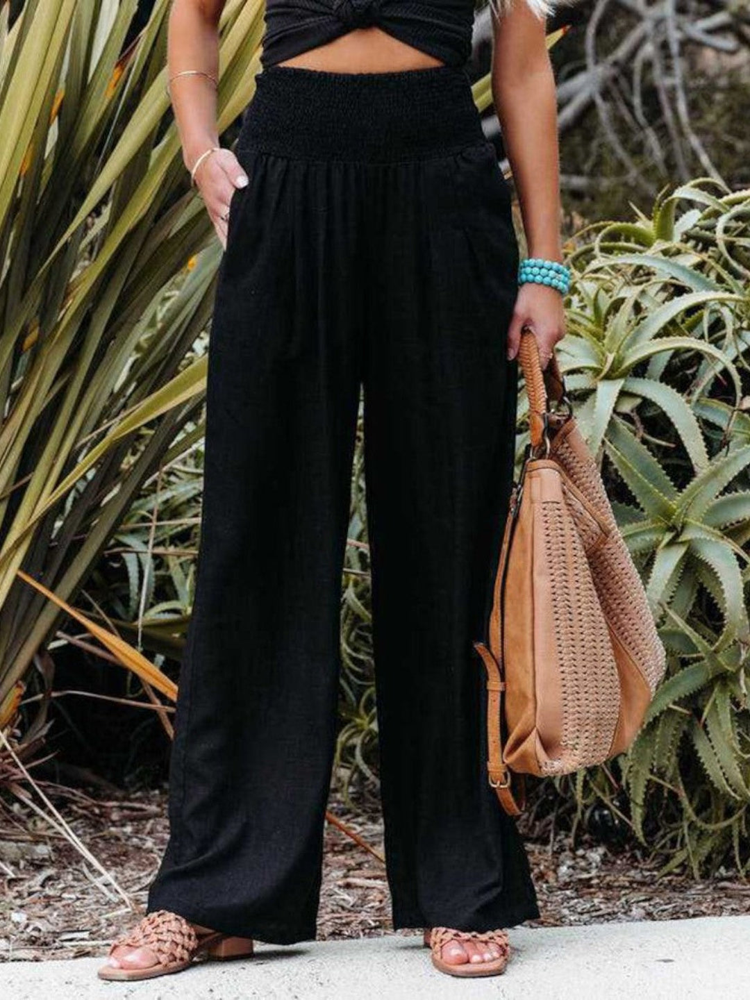 THALIORA – REMI WIDE-LEG LINEN TROUSERS Beach