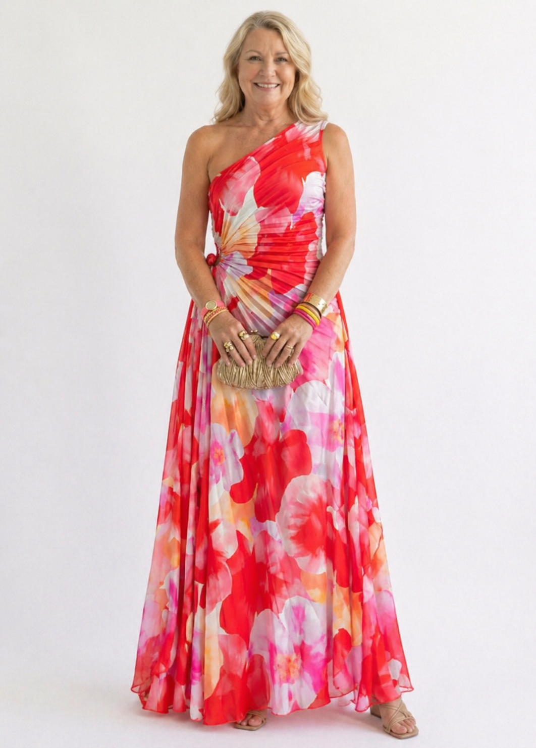 Stella & Grace™ | Asymmetrical Pleated One-Shoulder Dress