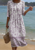 Lavender | Elegant Floral Pattern Dress