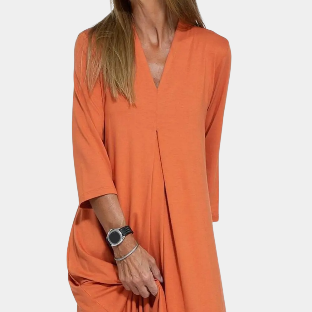 Flowy A-Line Summer Maxi Dress with V-Neck