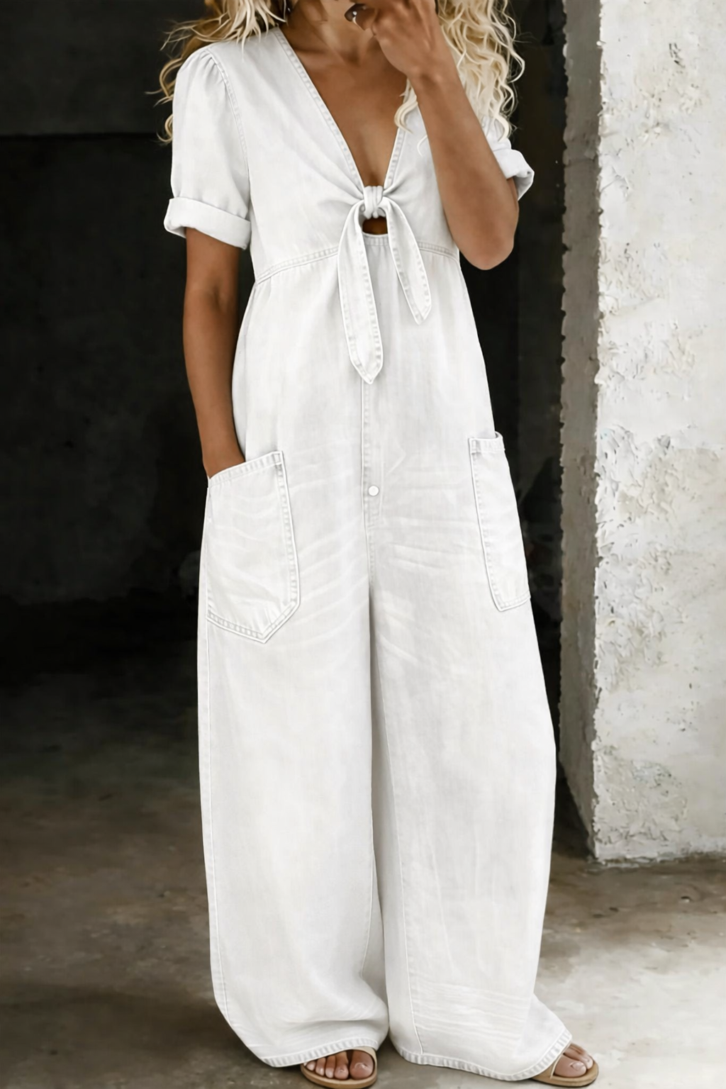 Maya V-Neck Short Sleeve Jumpsuit